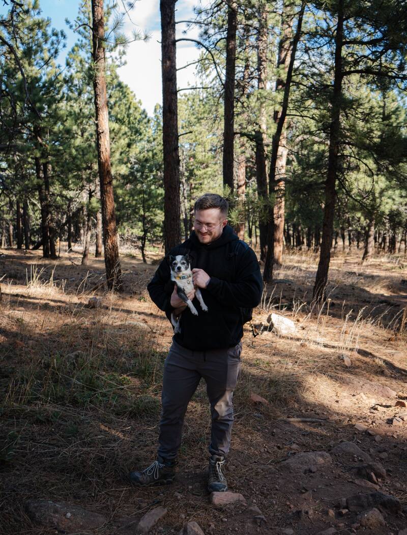R.C. Blenis in a pine forest